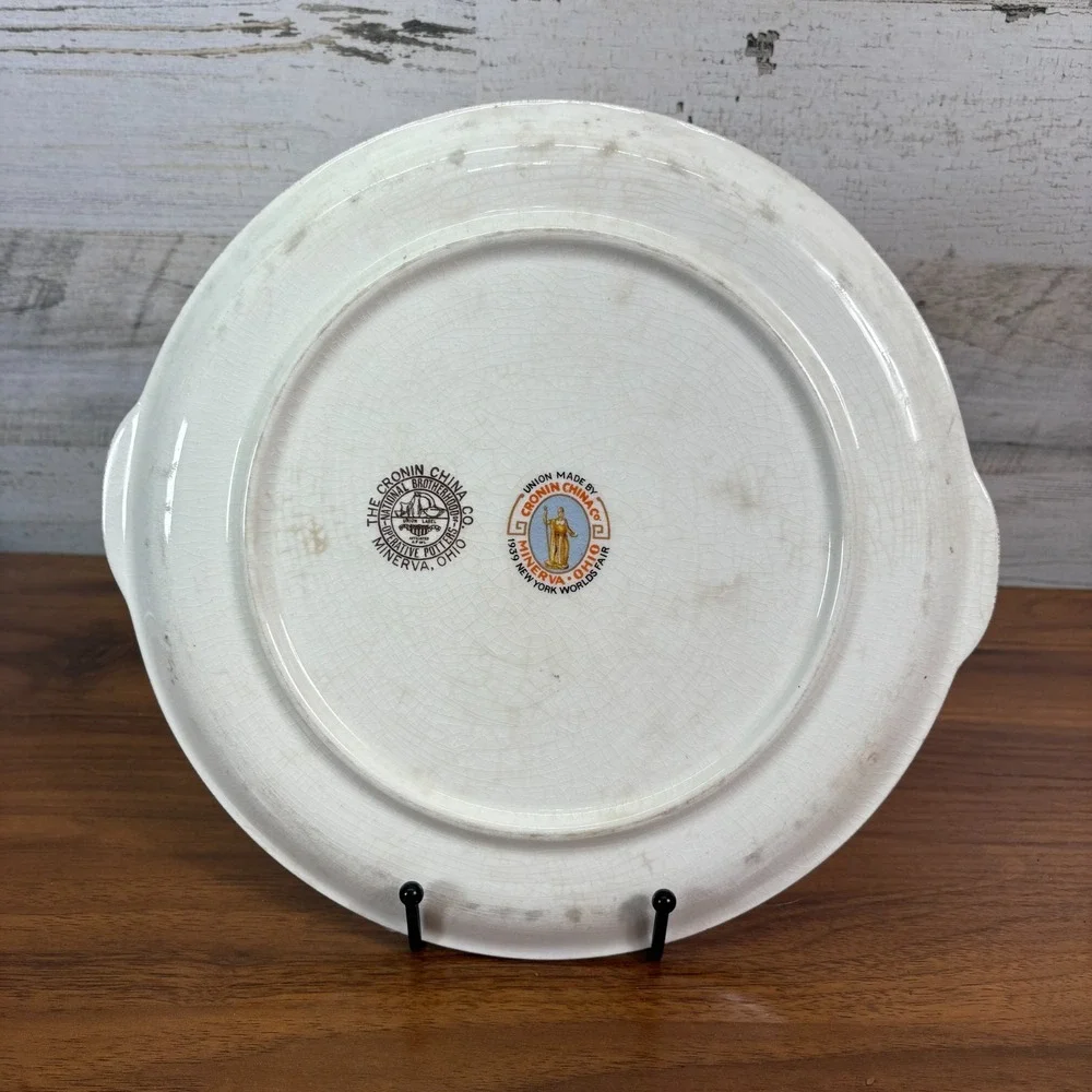 Antique 1939 New York World's Fair Art Deco Souvenir Serving plate 10